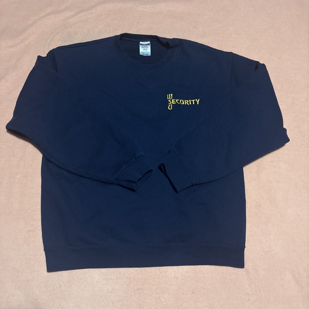 Vintage WSU Security Crewneck Navy Blue Size Large Jerzees Super Sweats